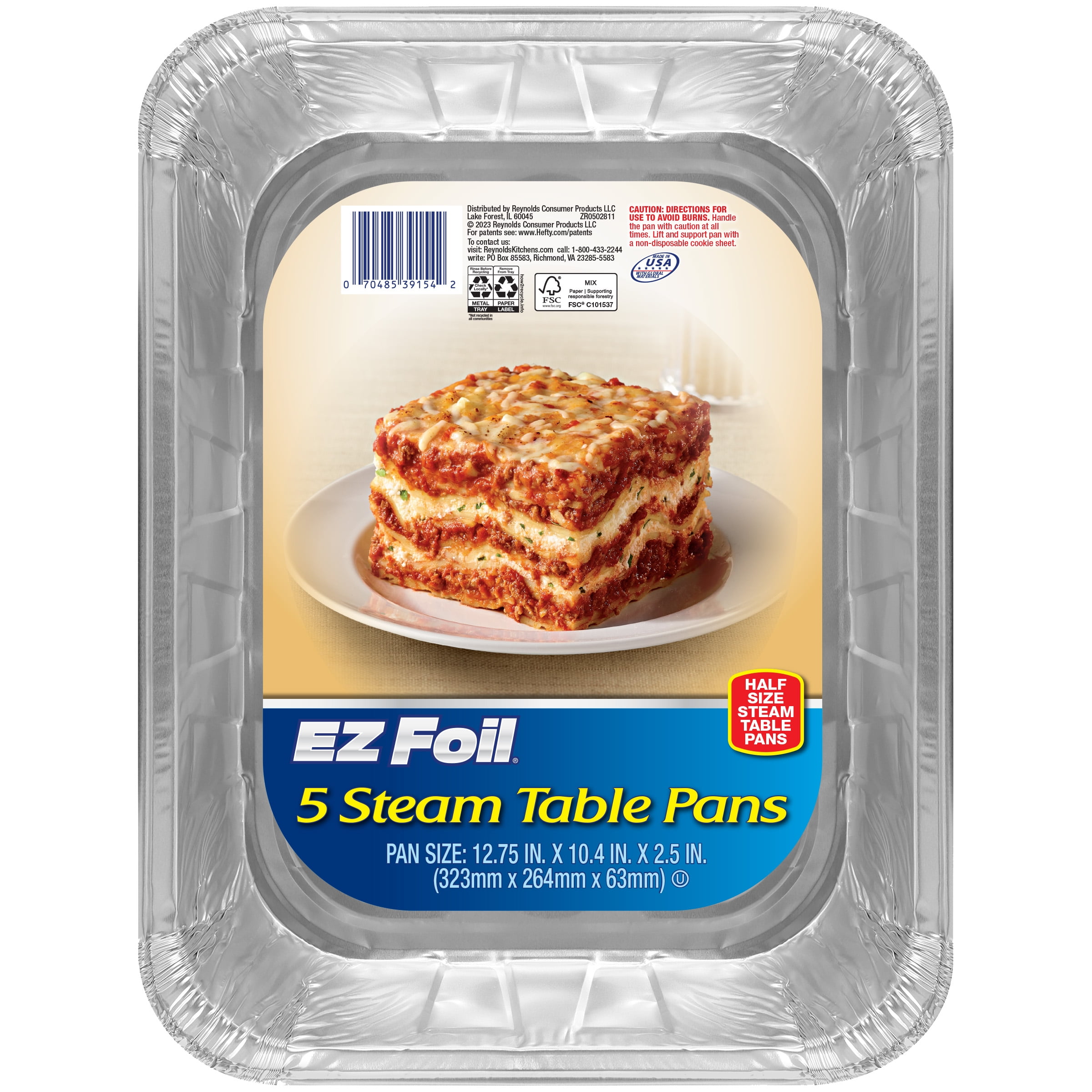EZ Foil Disposable Steam Table Pans, HalfSize, 5 Count