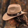 thumbnail image 6 of Qwertyu Cowboy Hat for Men Women Classic Cowgirl Hat Wide Brim Western Women Mens Cowboy Hats Cowgirl Hats Gifts Beige, 6 of 6