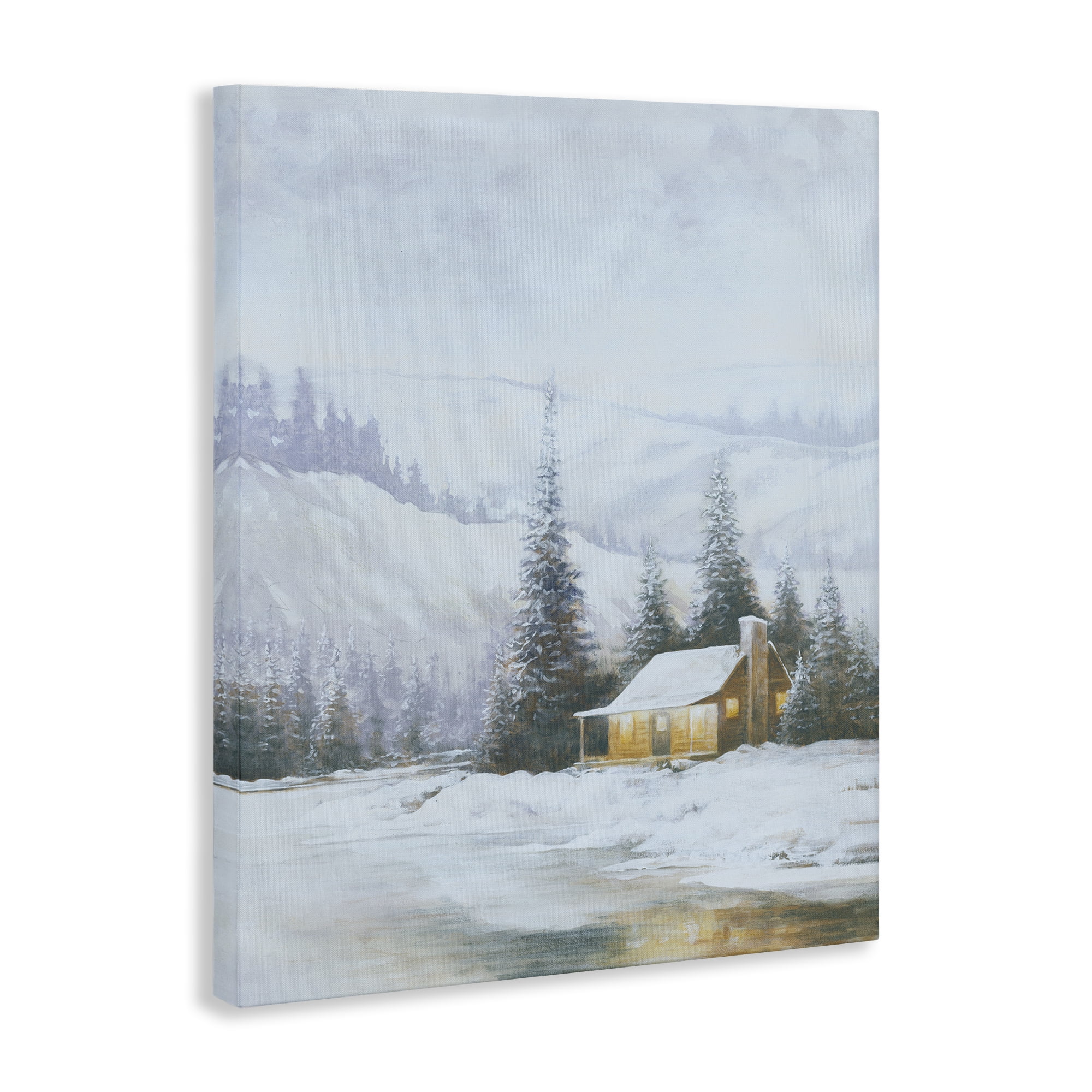 Stupell Industries Snowy Woodland Cabin Landscape Painting Gallery Wrapped Canvas Art Print Wall Art, 30 x 40