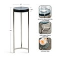 thumbnail image 6 of Kate and Laurel Aguilar Modern Drink Table, 9 x 9 x 23, Blue Glass and Silver, Unique Round Glass Mini Table for Use as Bathroom Accent Table or Coastal Martini Table, 6 of 9