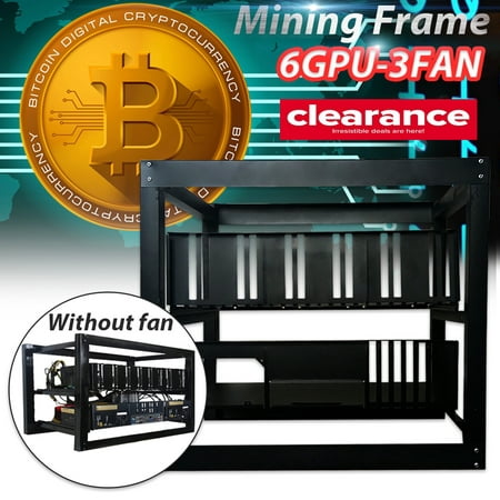 6GPU Open Pit Miner case Open Plus Mining Machine Rig Aluminum Stackable Case Open Air Frame ETH/ZEC/Bitcoin (Size: 6GPU/6GPU + 3 Fan  Color: (Best Bitcoin Mining Machine)