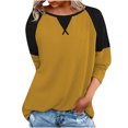 thumbnail image 2 of Mode T-Shirt d'Été pour Femmes Manches Longues Patchwork Décontracté Blouse, 2 of 6