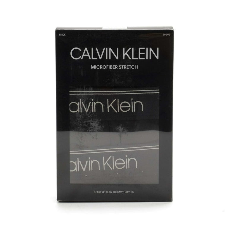 Calvin Klein Men's Black Underwear Micro Stretch Thong 3-Pack, Large 