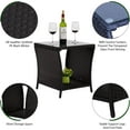 Kinbor Indoor/Outdoor Iron Rattan Wicker Side Table with Glass Top for Patio, Backyard, Balcony