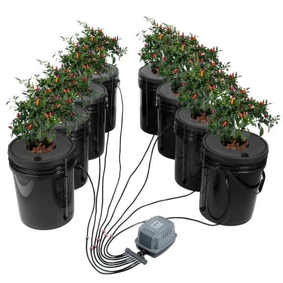 VEVOR DWC Hydroponic System 5 Gallon 8 Buckets, Deep Water Culture Growing Bucket, Hydroponics Grow Kit with Pump, Air Stone and Water Level Device