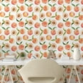thumbnail image 2 of Ambesonne Peach Peel & Stick Wallpaper for Home, Simple Watercolor Fruit Print, 13"x36", Salmon Pale Orange and Green, 2 of 5