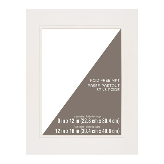 12" x 16" White Double Mat with 9" x 12" Opening By Studio Décor - Acid Free Mat For Pictures and Framing - Horizontal or Vertical Display - 1 Pack