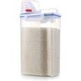 thumbnail image 1 of Barril de almacenamiento de arroz, contenedor de cereal hermético de 2 kg de cereal de plástico Bin de almacenamiento transparente con tapa de taza de medición para nueces de, 1 of 4
