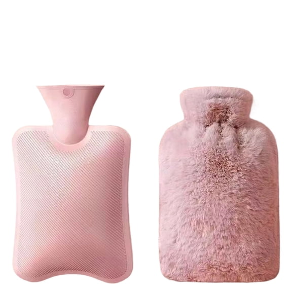 A classic 1-liter rubber hot water bottle with a soft sleeve, suitable for relieving menstrual cramps, warming feet, and alleviating neck and shoulder pain.