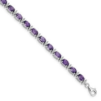 Primal Silver Sterling Silver Rhodium-plated Amethyst and White Topaz Bracelet