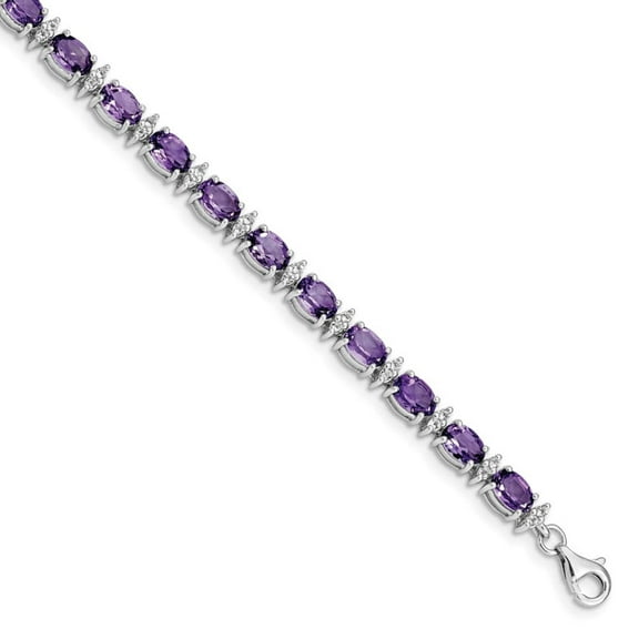 Primal Silver Sterling Silver Rhodium-plated Amethyst and White Topaz Bracelet