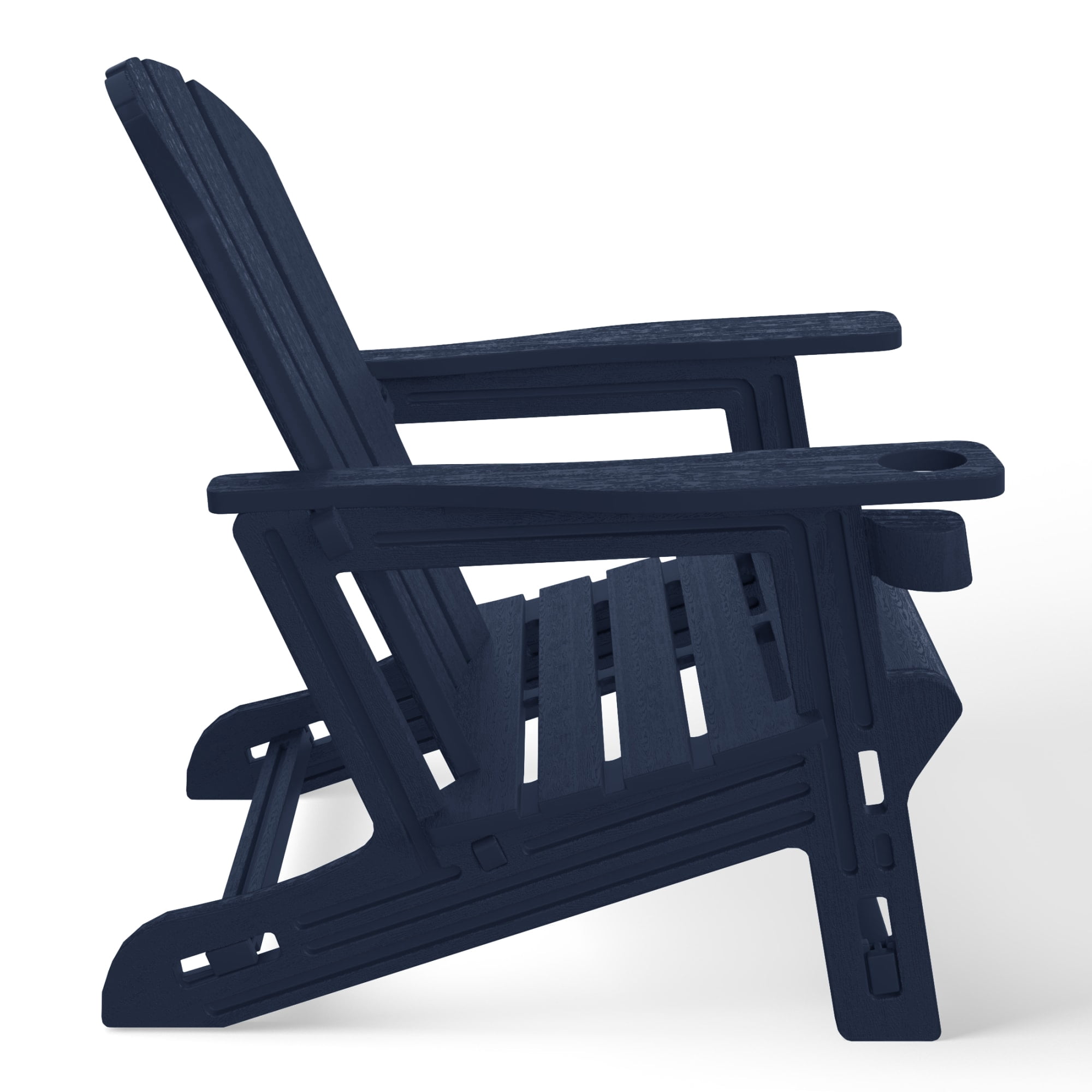 WestinTrends Tool-Free Assembly Outdoor Patio HDPE Plastic Adirondack Chair with Cup Holder, Navy Blue
