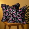 thumbnail image 3 of Cotton Twill Frill Cushion Covers by Vargottam - 18 Inch Square, Set of 2, Reversible Print, Farmhouse Throw Pillow Covers with Hidden Zipper - Floral Pattern, 3 of 6