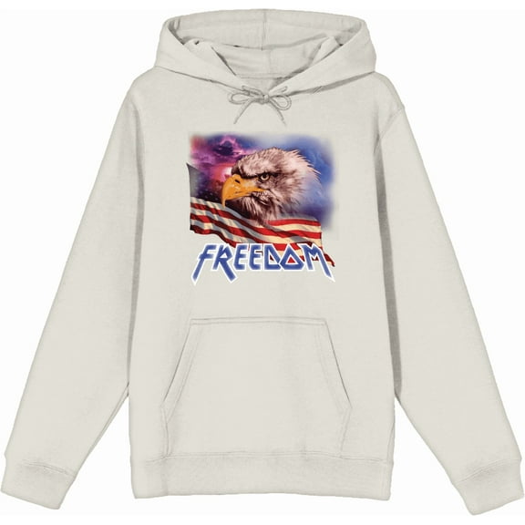 Americana Freedom Eagle Adult Sand Long Sleeve Hoodie-Medium