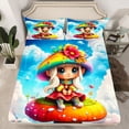 thumbnail image 2 of Castle Fairy Kawaii Mushroom Elf Twin Sheet Sets for Kids,Cute Floral Butterfly Bedding, 2 of 7