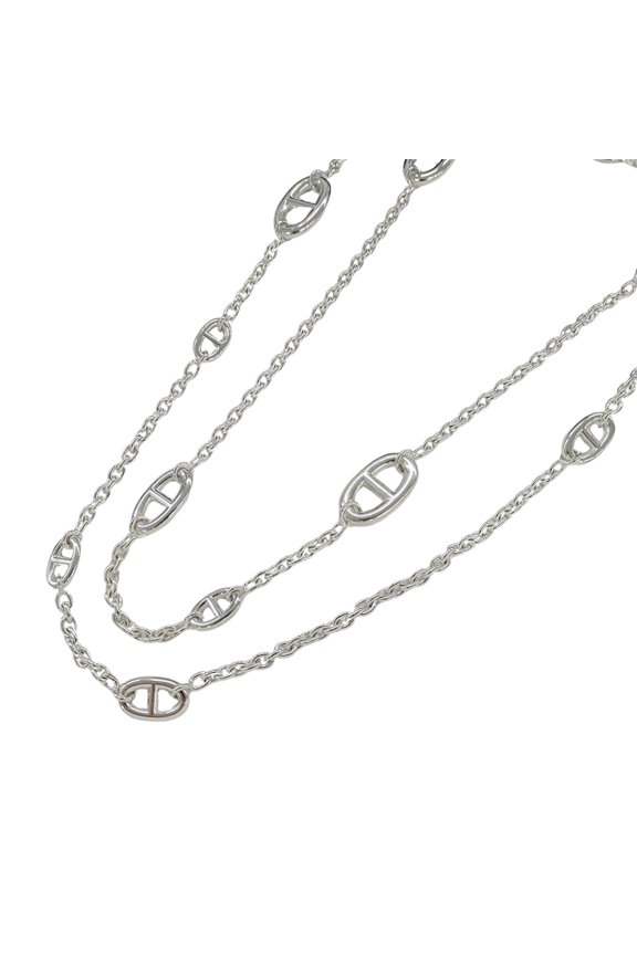 Pre-Owned Hermes Herms Chaine d'Ancre Farandole Necklace, Women's, SV925 Silver, Long,...