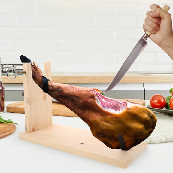 Milisten Wooden U-Shaped Spanish Ham Stand Beige Stable Ham Holder for Home Kitchen