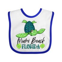 Inktastic Miami Beach, Florida Happy Sea Turtle Boys or Girls Baby Bib