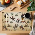thumbnail image 2 of Western Cowboys Placemats Set of 6 Brown Vintage Country Cactus Place Mats Indoor Wipeable Table Mats Washable Cloth Dining Table Placemats for Kitchen Holiday Party Home Decor 13x19 Inch, 2 of 9