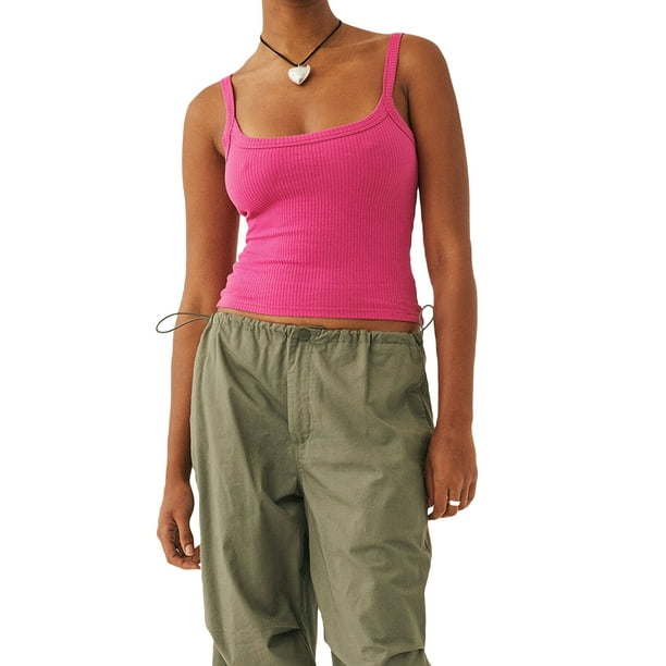 Lucakuins Mujeres Tank Tops, Color Sólido Básico Sin Mangas Escote Redondo Slim Fit Camisas Camisola Acanalada Tops Lucakuins moda