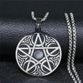 thumbnail image 3 of MATROOY Moon Pentacle Pendant Stainless Steel Crescent Star Protection Necklace, 3 of 5