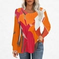 thumbnail image 2 of LYXSSBYX Long Sleeve Shirts for Women Women's Casual Fashion Loose Pleated Crew-Neck Printed Long-Sleeved Tops, 2 of 5