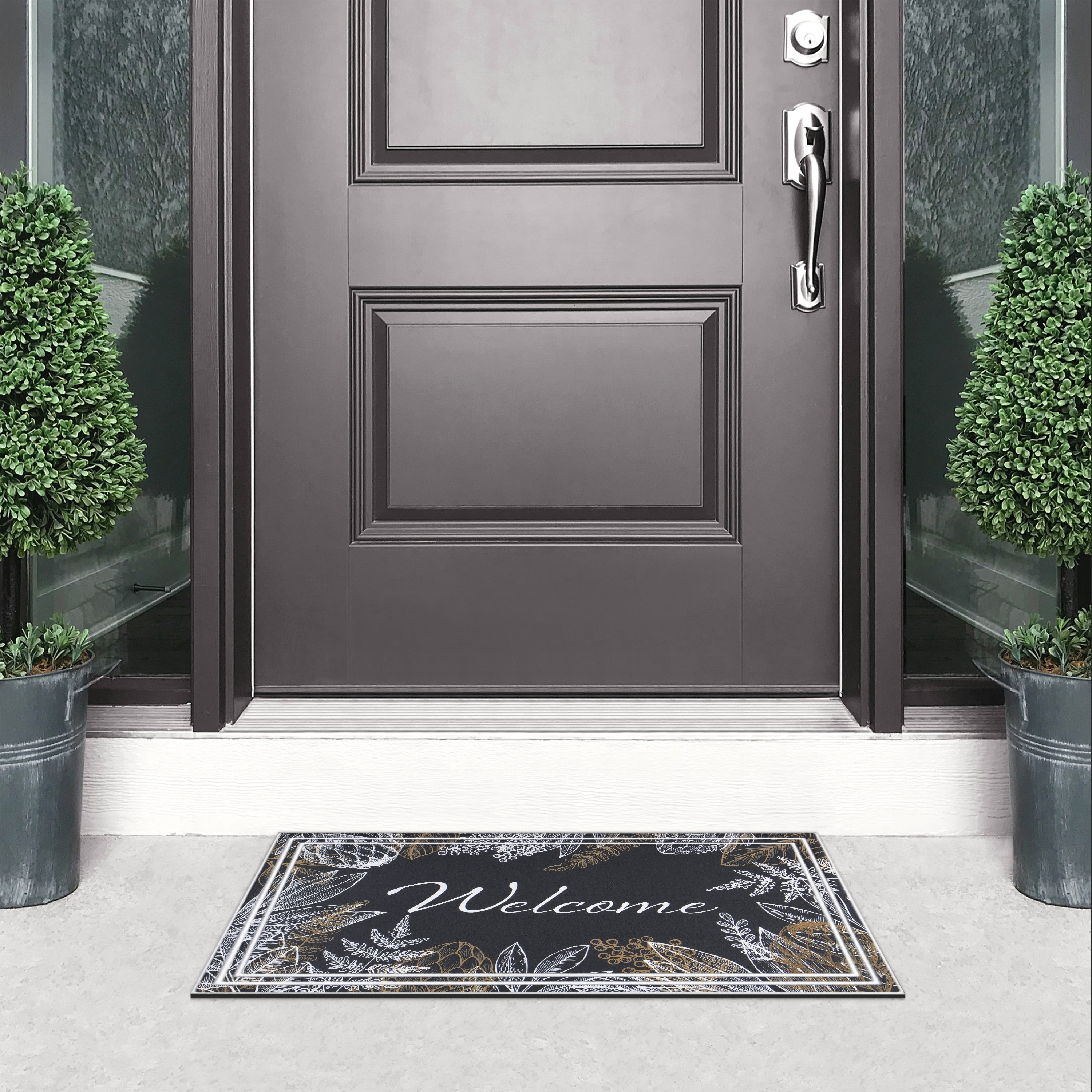 Apache Mills Fashionables Deluxe Patricia Dark Botanical Indoor/Outdoor Doormat, 1.5' x 2.5'