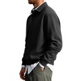 thumbnail image 5 of Delconic Mens Classic Polo Sweatshirt Long Sleeve Collared Pullover Casual Knit Top Regular Fit Button Placket Everyday Shirt Black M, 5 of 8
