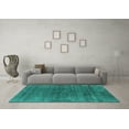 thumbnail image 3 of Ahgly Company Machine Washable Indoor Square Oriental Turquoise Blue Industrial Area Rugs, 7' Square, 3 of 4