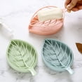 thumbnail image 6 of Kumdkd Leaf-Shaped Plastic Soap Dish Holder, Drainable Soap Box with Holes for Bathroom Kitchen Sink, Blue, 6.9 x 4.1 x 0.8 in, 6 of 6