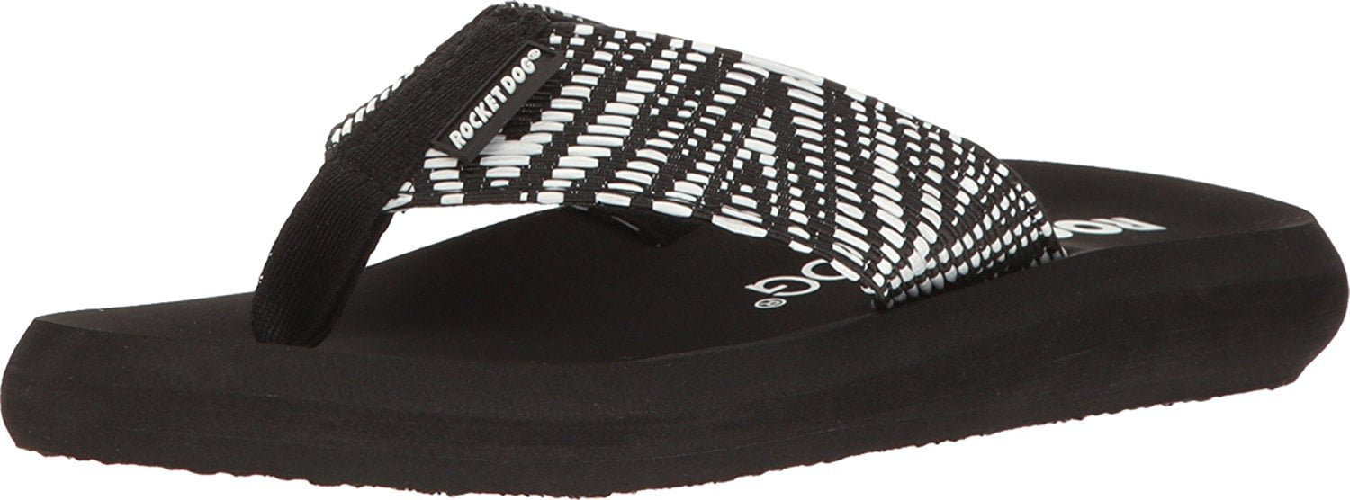 black fabric flip flops