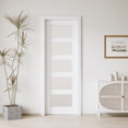 thumbnail image 2 of 28" X 96" Frosted Glass 5-Lite Sliding Pocket Door White Standard Door with Hardware Kit Set, 2 of 8