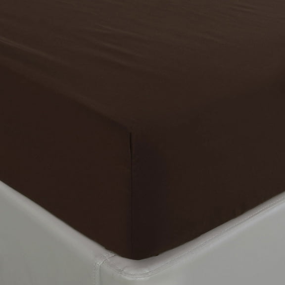Unique Bargains Brushed Microfiber Fitted Sheet Bed Cover Dark Brown Twin