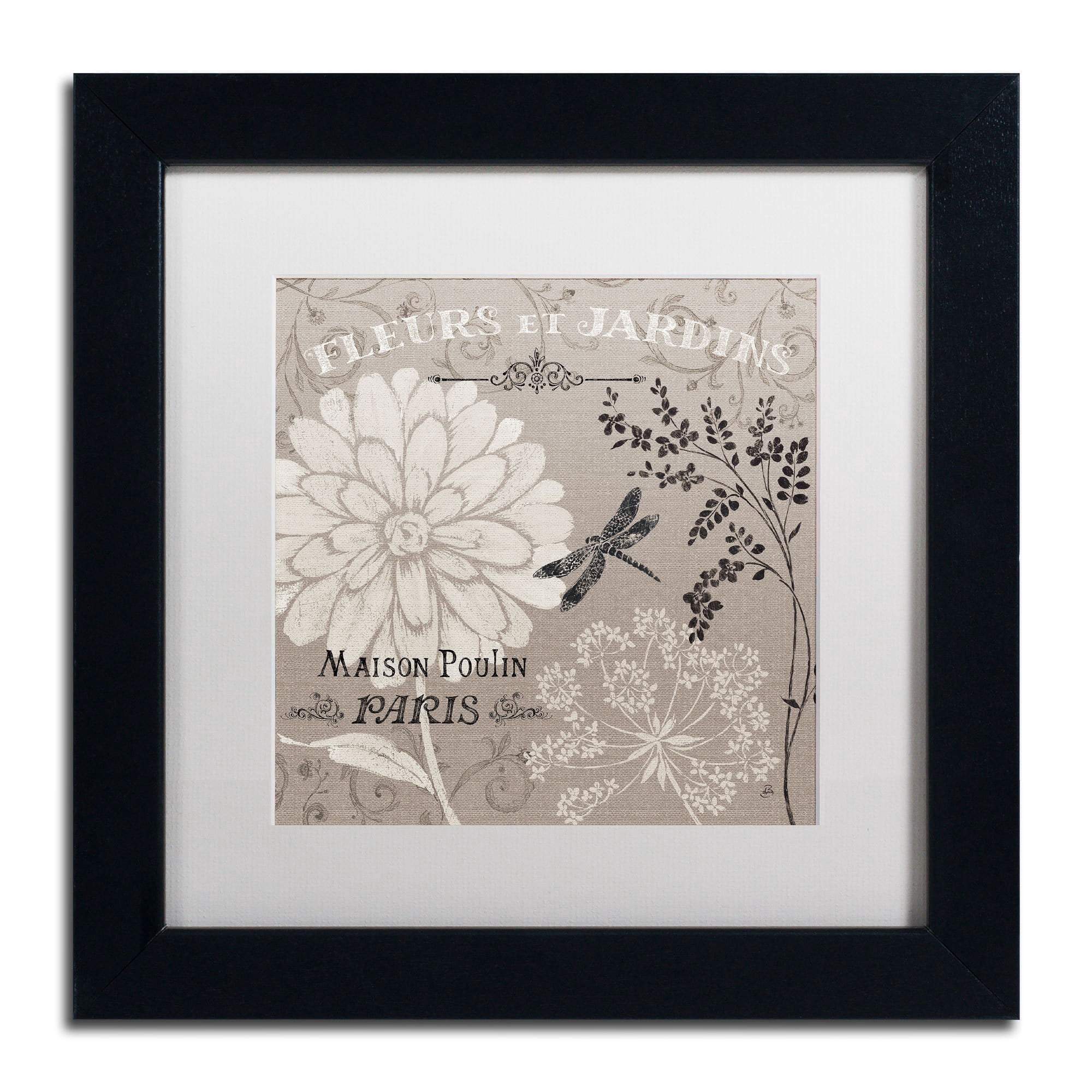 Trademark Fine Art "French Linen Garden II" Canvas Art by Daphne Brissonnet, White Matte, Black Frame