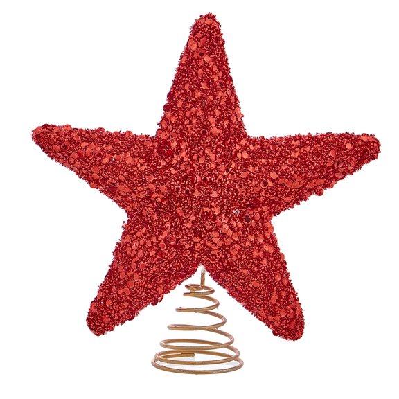 Miluhome Christmas Tree Toppers 7.48'' Red Glitter Star Shatter-Proof Treetop Topper for Christmas Home Decoration