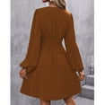 thumbnail image 2 of jinghuiyue Women Long Sleeve Dresses Casual V Neck A-line Midi Dress with Elastic High Waist L, 2 of 4