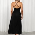 thumbnail image 5 of Wedding Guest Dresses for Women,Clearance Women's Fashionable Solid Color Suspender V-neck Bra Suspender Slit Dress, 5 of 5