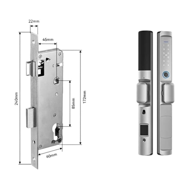 Door Lock, Waterproof Tuya Fingerprint Locks Round Handle Electronic Smart Sliding IC Card Code Lock For Aluminum Glass Push Pull Door ,Easy to Install