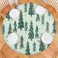 thumbnail image 2 of Light Green Christmas Tree and Snow Pattern Round Fitted Tablecloth with Elastic Edge,Dining Table Cover Waterproof,Outdoor Round Tablecloth for Camping,Dining,Indoor and Outdoor, 2 of 7