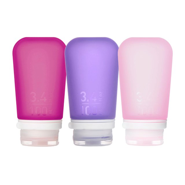 Botellas de viaje humangear GoToob+, silicona recargable, 100 ml, paquete de 3