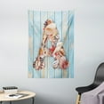 thumbnail image 1 of Letter A Tapestry, Letter A with Seashells on Pale Wooden Board Invertebrates Animal, Wall Hanging for Bedroom Living Room Dorm Decor, 40W X 60L Inches, Pale Blue Ivory Dark Coral, by Ambesonne, 1 of 2