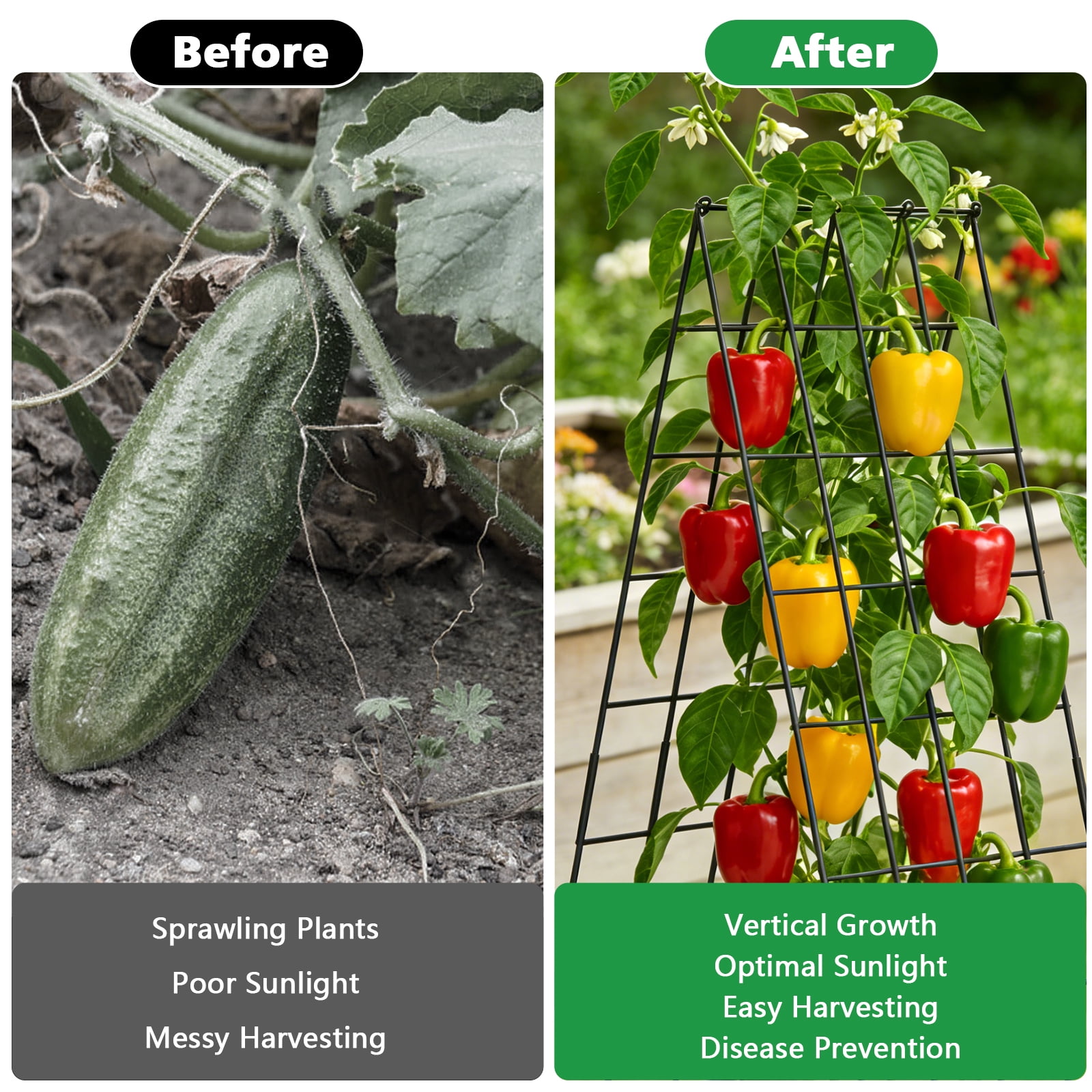ROMUCHE 2 Pack A-Frame Folding Garden Trellis Outdoor Lattice for Climbing Plants Cucumber Raised Bed