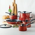thumbnail image 3 of Tramontina Nesting 11-Piece Heavy-Gauge Aluminum Nonstick Cookware Set with Glass Lids, Pots and Pans Kitchen Set, Oven-Safe, Dishwasher-Safe - Red, 3 of 11