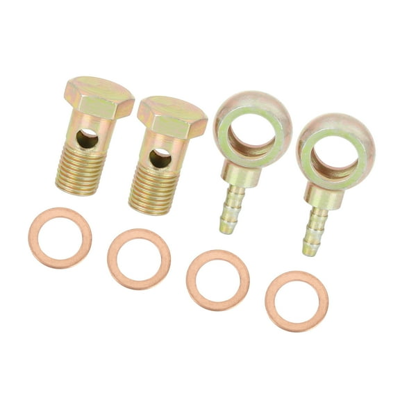 Unique Bargains 2 Sets 14mm Banjo Hose Barb Bolt Fittings Banjo Bolt Washer for Vehicles