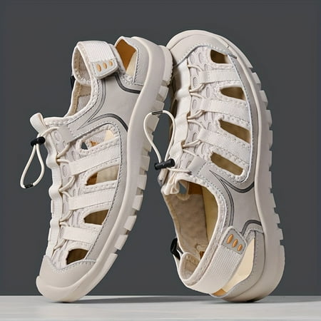 

Men s Comfy Non Slip Durable Solid Colour Breathable Sandals Hook & Loop Fastener Beach Water Shoes For Men s Outdoor Activities