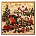 thumbnail image 2 of Vintage Beaded Christmas Train Decoration with Santa, Embellished Pearl Art in Gold Frame, Festive Tabletop Centerpiece & Shelf Sitter for Holiday Party Decor, 2 of 10