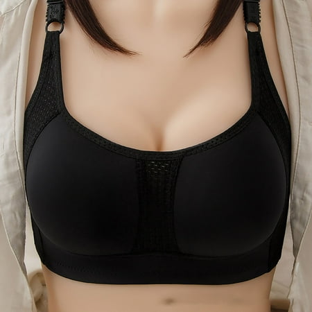 

Qiaocaity Bras for Women Push-up Bra Womens Lingerie Woman s Solid Color Comfortable Hollow Out Perspective Bra Underwear No Rims Gifts for Women Black L