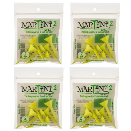 2" Martini Golf Tees - 4 Packs of Yellow - 24 Tees Total - Virtually Unbreakable