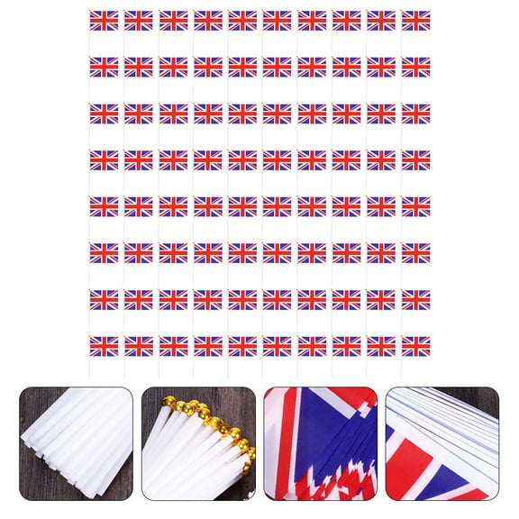 USHOBE 80Pcs Mini England Handheld Flags for Celebration 11.79X8.25X0.04in