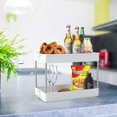 thumbnail image 2 of Under Sink Organizer, 2 Tier Kitchen Storage Rack, Bathroom Shelf Organizer, Multifunctional Storage Rack with Hook, White… white -, 2 of 5
